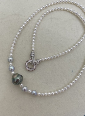 一物一链接 淡水ak+海水真多麻+海水大溪地+925银扣项链锁骨链