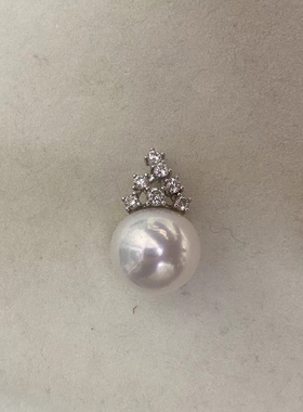 一物一链接C170号 12㎜极光白亮爱迪生珍珠吊坠925纯银吊坠