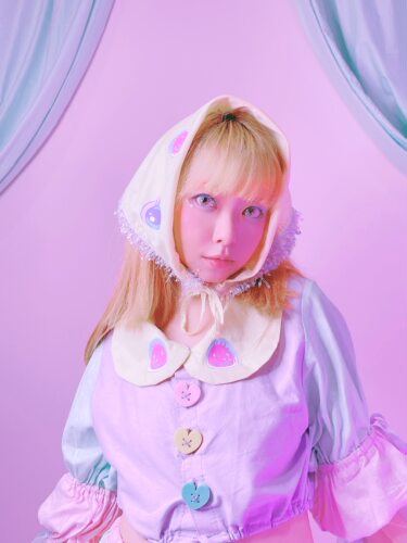 MSCHEAP手作 软妹可爱LO娘甜奶 spank系 马卡龙色星星眼拼接衬衫