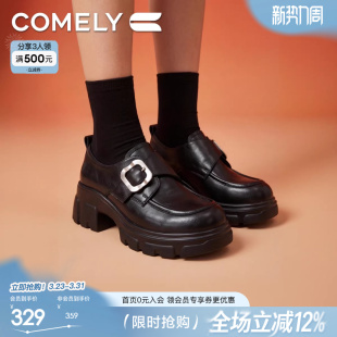 英伦学院复古通勤一脚蹬简约小皮鞋 新款 女26年春季 康莉厚底乐福鞋