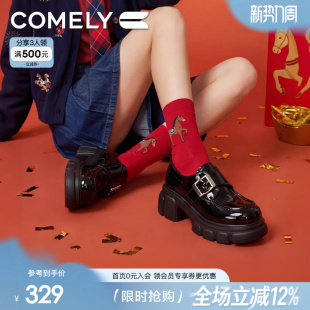 百搭女鞋 魔术贴增高学院风时尚 女26年春秋新款 康莉厚底英伦乐福鞋