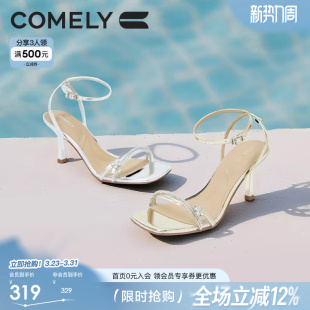 女夏季 商场同款 新款 细跟凉鞋 亮面水晶水钻时尚 康莉高跟凉鞋