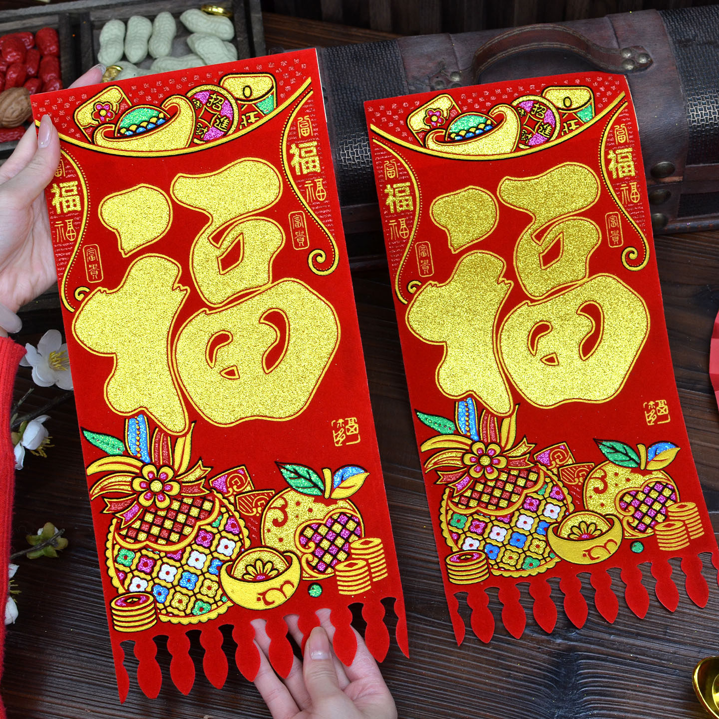 2026年彩色绒布烫金自带背胶利是