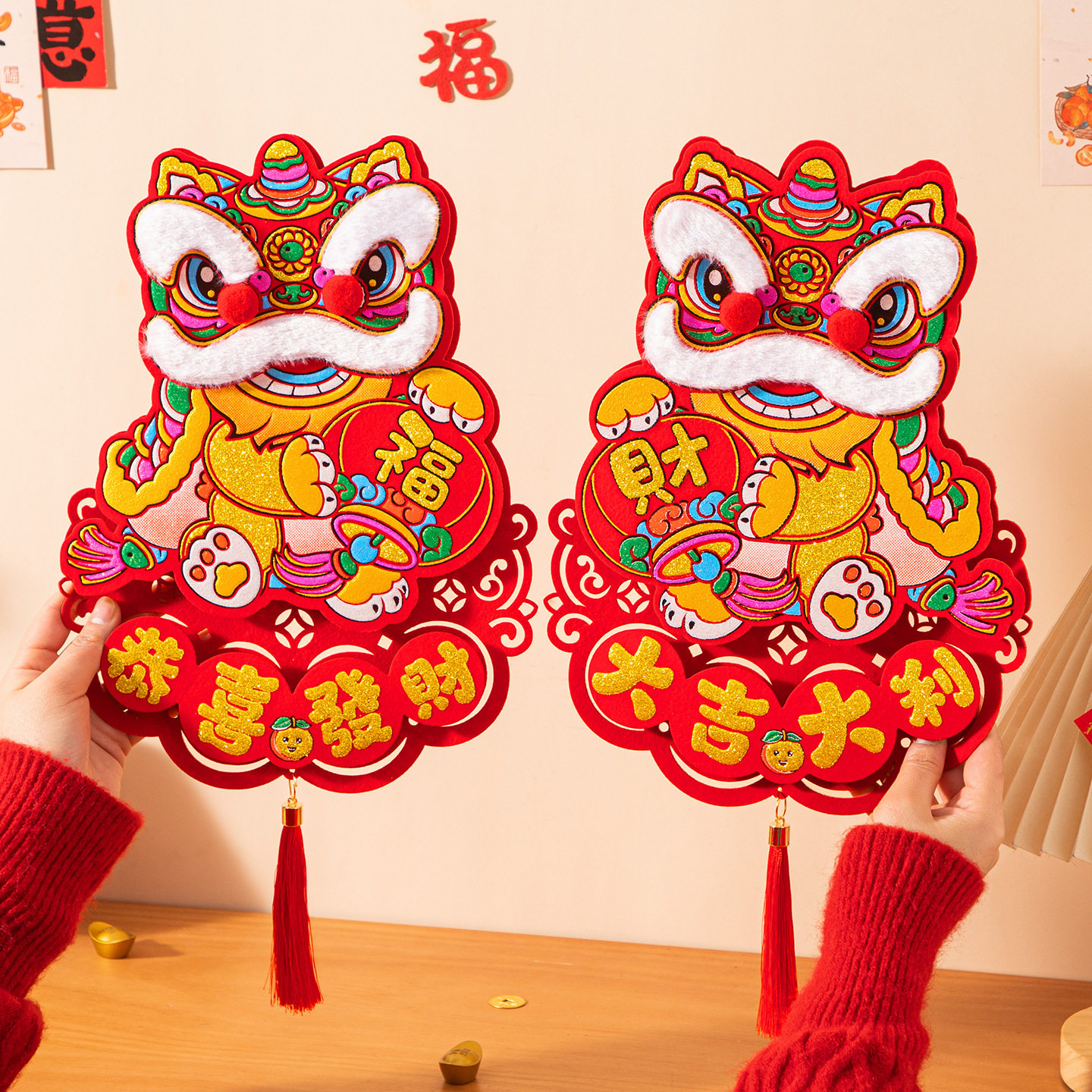 新年对贴2026马年立体卡通生肖福字对拜高档门贴春节过年装饰贴纸,节庆用品/礼品,福字/窗花/窗贴,淘宝优惠券,粉丝福利购,淘宝优惠卷