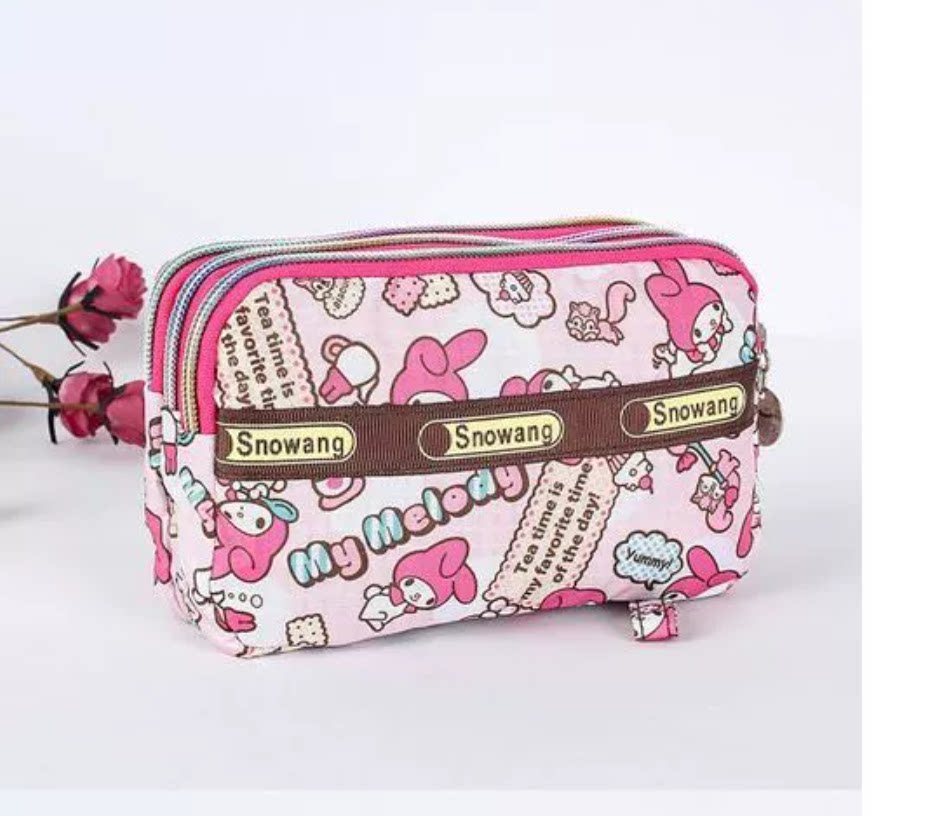 大容量 零钱包韩国可爱三层拉链女式横款手机包女士短款手拿钱包