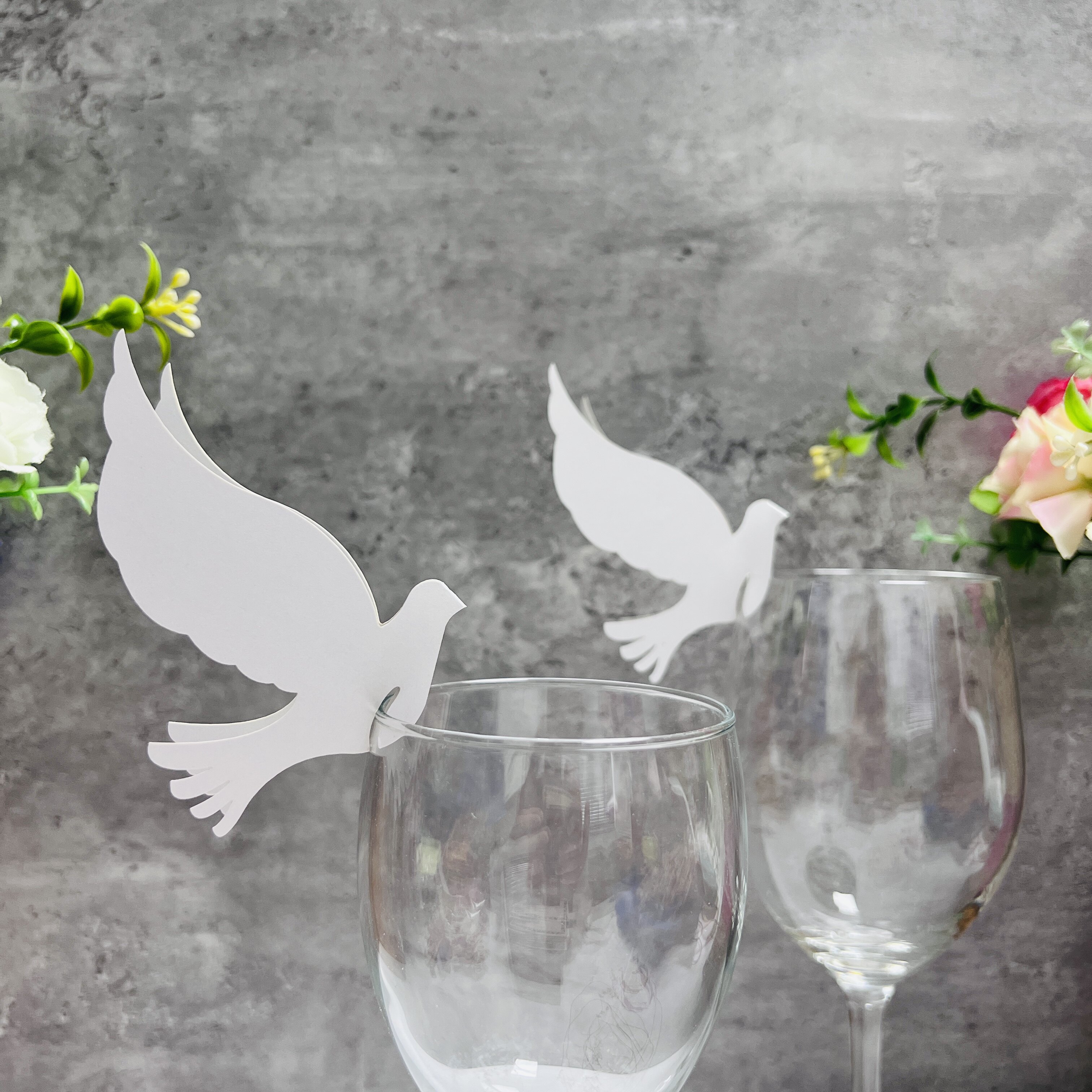 【50张】森系婚礼立体小鸟款席位卡 结婚酒席红酒杯插卡 桌卡