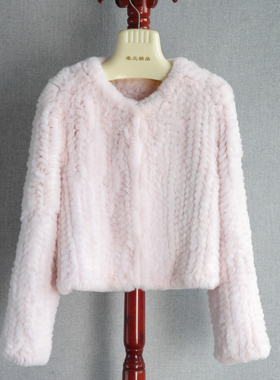 2025年进口獭兔毛编织皮草外套韩版短款廓形双面加厚编织皮草开衫