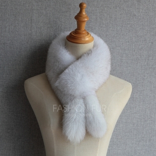 2025冬季保暖韩版狐狸毛围巾皮草围巾狐狸毛围脖小尾巴白狐围巾