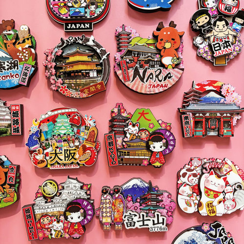 日本木质旅游纪念品磁性冰箱贴