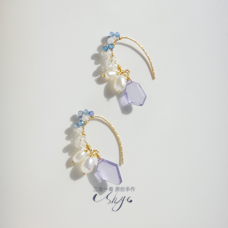 三合一草原创珍珠女耳环