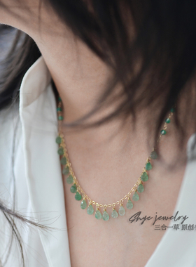 三合一草14k注金草莓晶项链