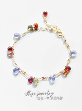 堇浓14K包金石榴石尖晶石手链