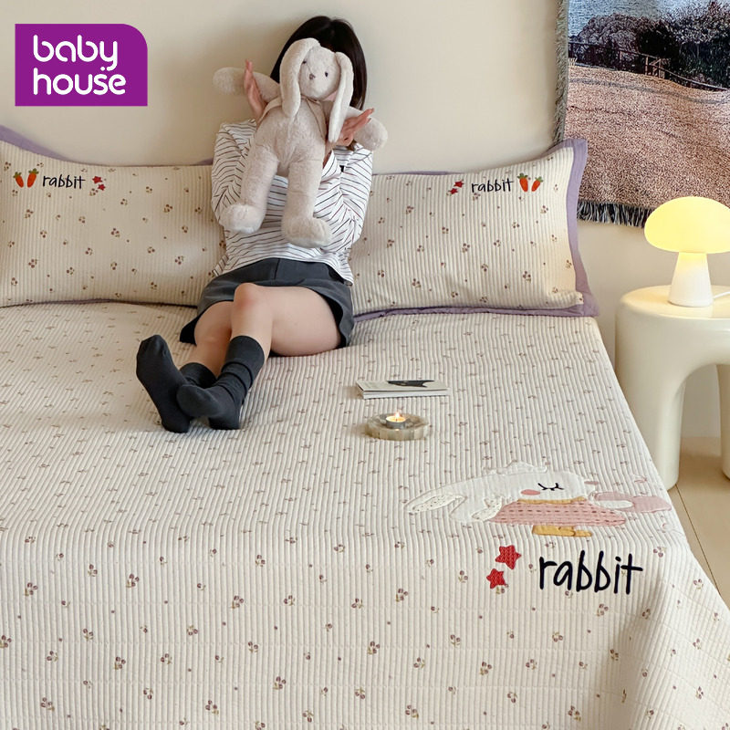 babyhouse全棉床盖三件套纯棉双层纱防滑床单四季通用塌塌米炕盖,床上用品,床盖,淘宝优惠券,粉丝福利购,淘宝优惠卷