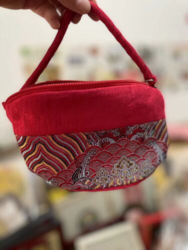 出国礼品云锦拉绳手机袋