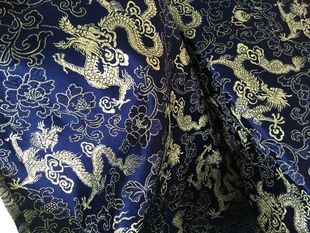 礼服 晚装 衣服 南京云锦南京特产 裙子唐装蓝色团龙旗袍云锦布料