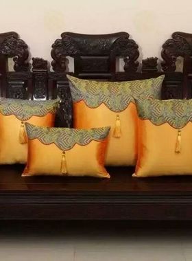 南京云锦 南京特产 全手工制作 淡黄色花纹云锦靠枕靠垫坐垫垫子