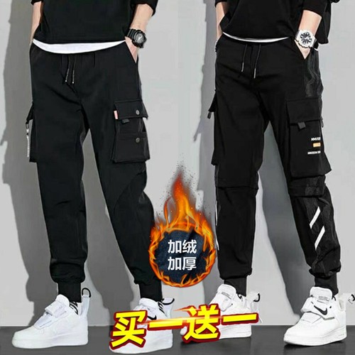 潮牌工装裤男秋冬季加绒休闲长裤