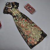 长旗袍裙宫廷礼服连衣裙 短袖 2026新秋款 重工刺绣金凤凰美丽传说