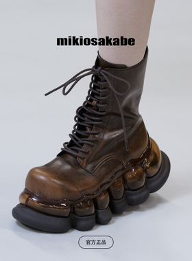 【冬季新品】mikiosakabe男女高帮大头厚底增高鞋马丁西部烟筒靴
