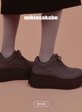 日本mikiosakabe女男皮革系带厚底增高鞋松糕底鞋小个子Worker
