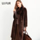 进口西班牙拉贡皮毛一体 设计师宽松外套 长款 翻领休闲冬季 女