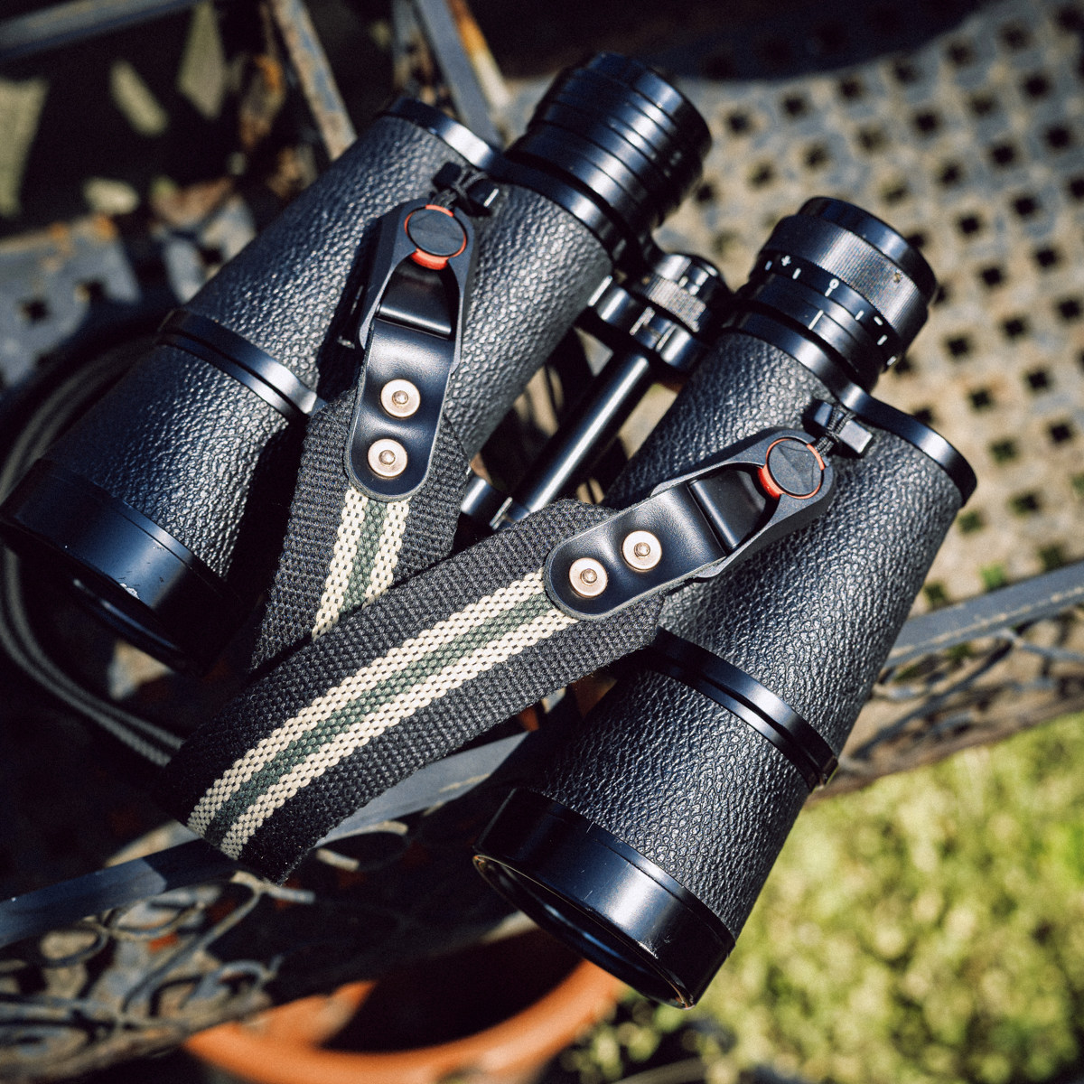 原创手工定制复古减压双筒望远镜背带头层牛皮纯铜快拆扣帆布挂带