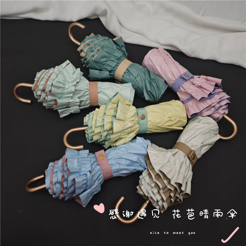 花苞晴雨伞彩胶不透光铝合金三折