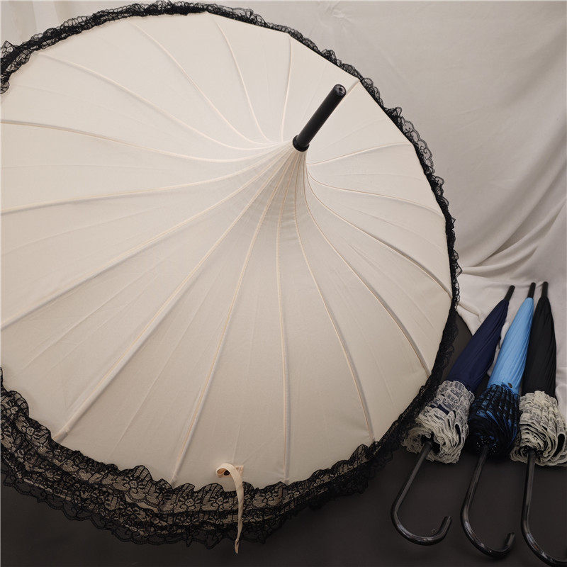 16骨抗风直杆洛丽塔雨伞蕾丝宝塔