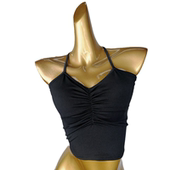 拉丁吊带背心女成人交叉挂脖露美背舞蹈训练功服内搭短款 外穿上衣