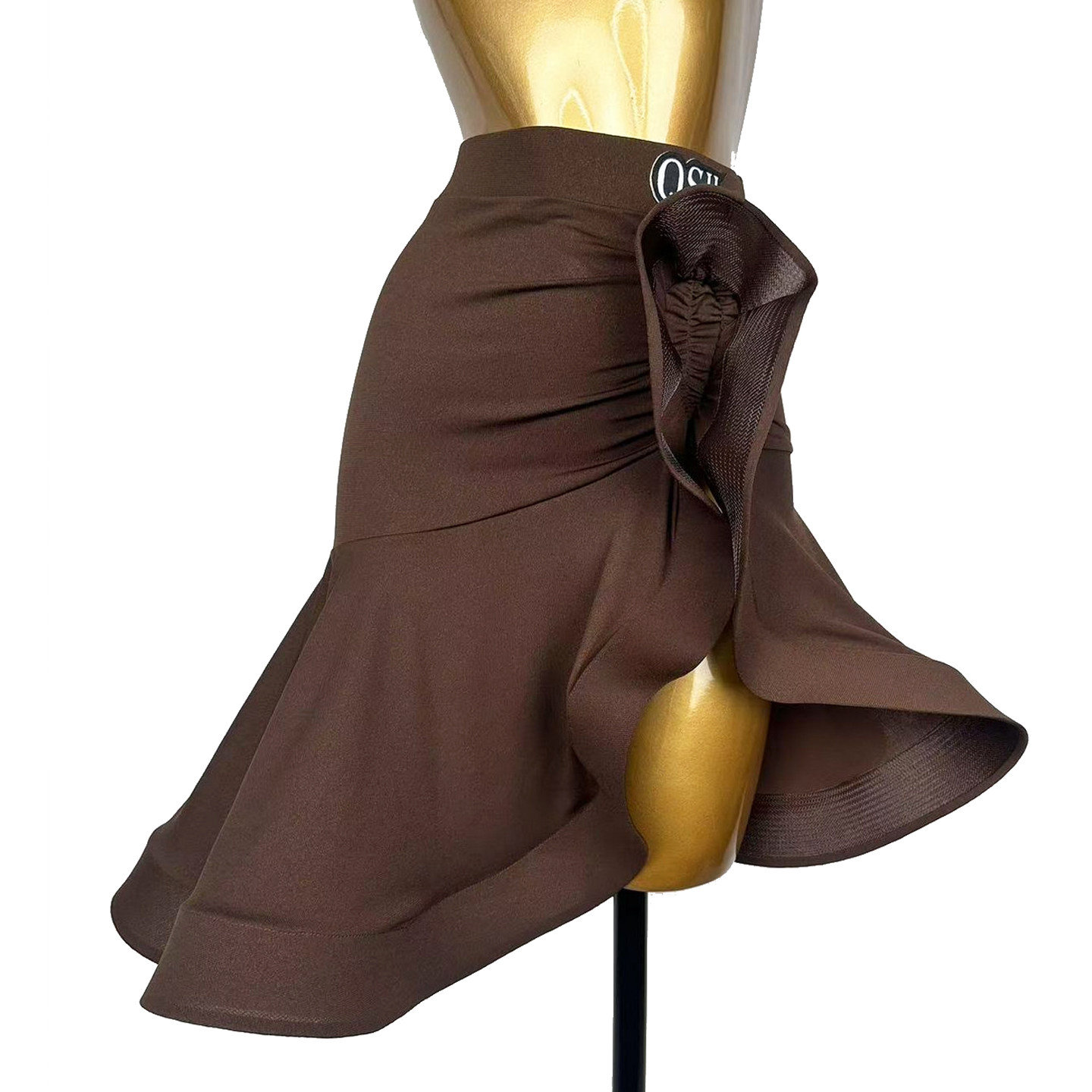 拉丁舞鱼骨半身裙女成人比赛表演不规则大摆裙摩登国标训练功舞裙