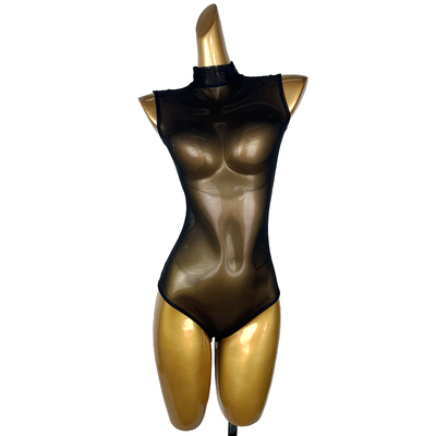 黑色网纱连体服无袖练功服上衣女