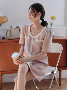 KM17682#韩版夏季新款甜美法式复古显瘦气质高级感小香风连衣裙女