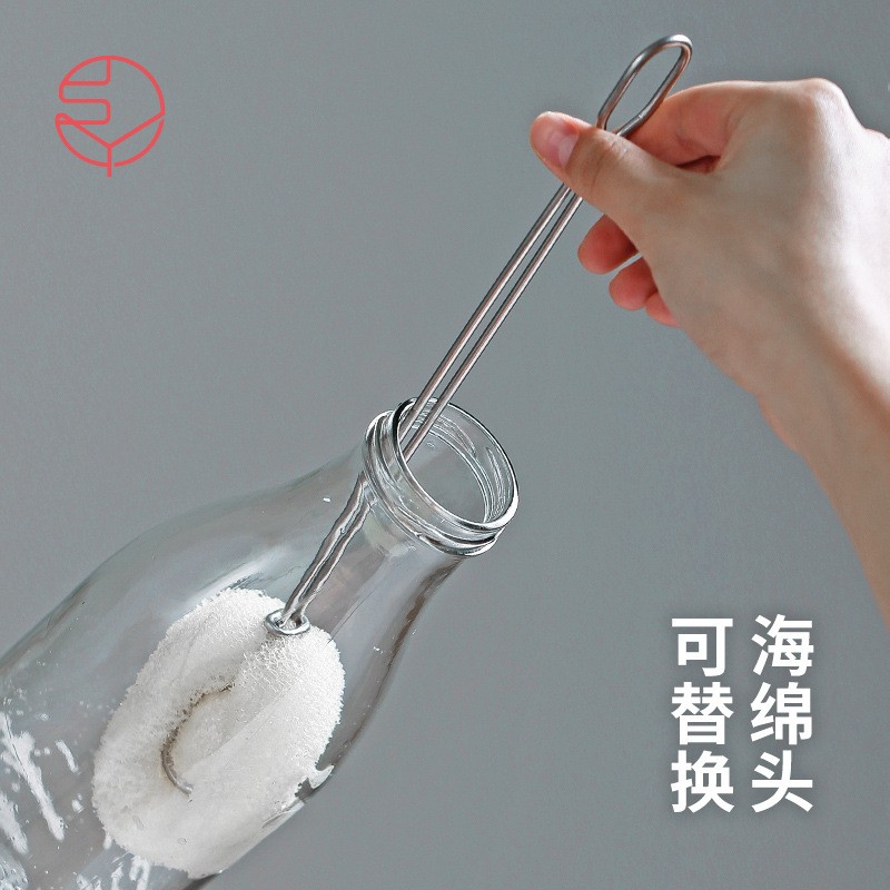 初见长柄海绵杯刷厨房保温杯洗杯子刷凉水壶奶瓶刷不锈钢替换锅刷