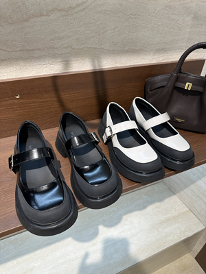 女鞋秋季休闲时尚舒适粗跟浅口单鞋魔术贴玛丽珍鞋02612.O1