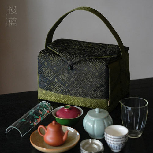 慢蓝高端户外便携旅行茶具收纳包