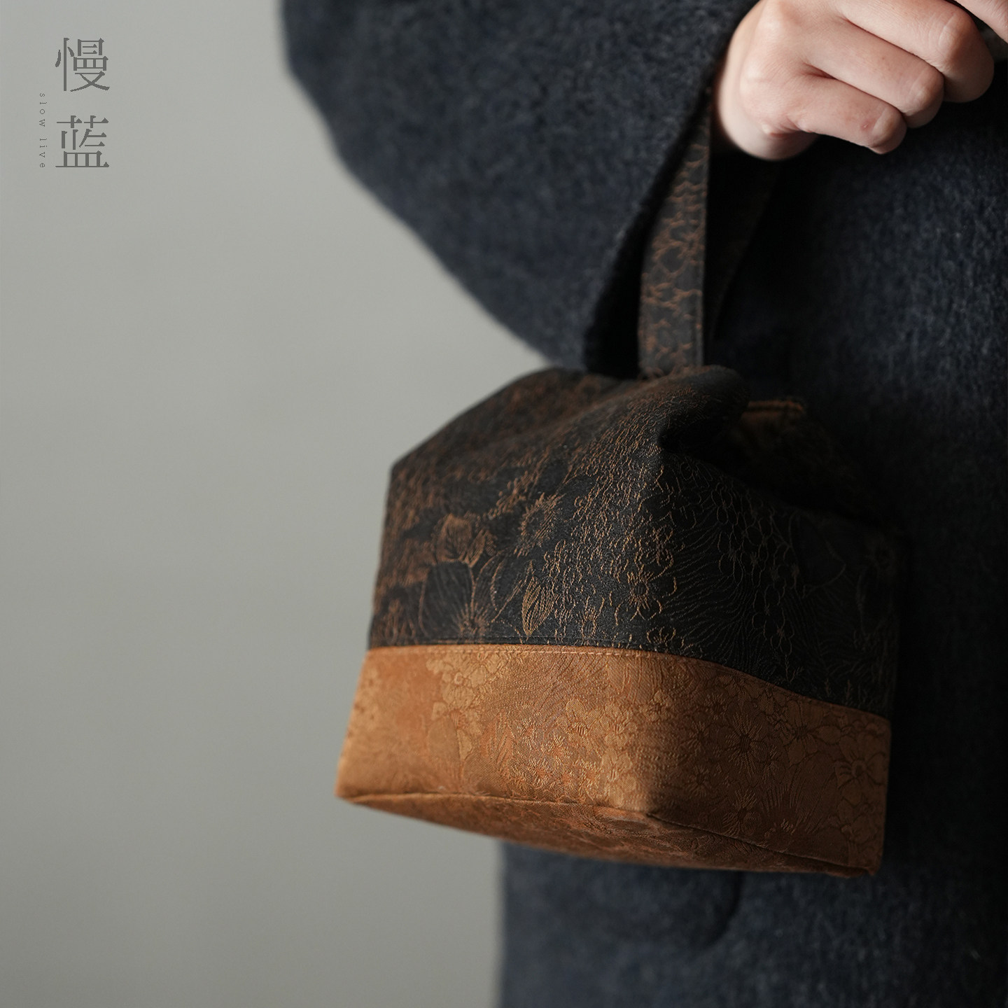 慢蓝 | 中式复古香云纱手工茶事包手提茶包旅行茶具手提包茶具包,餐饮具,旅行茶具,淘宝优惠券,粉丝福利购,淘宝优惠卷