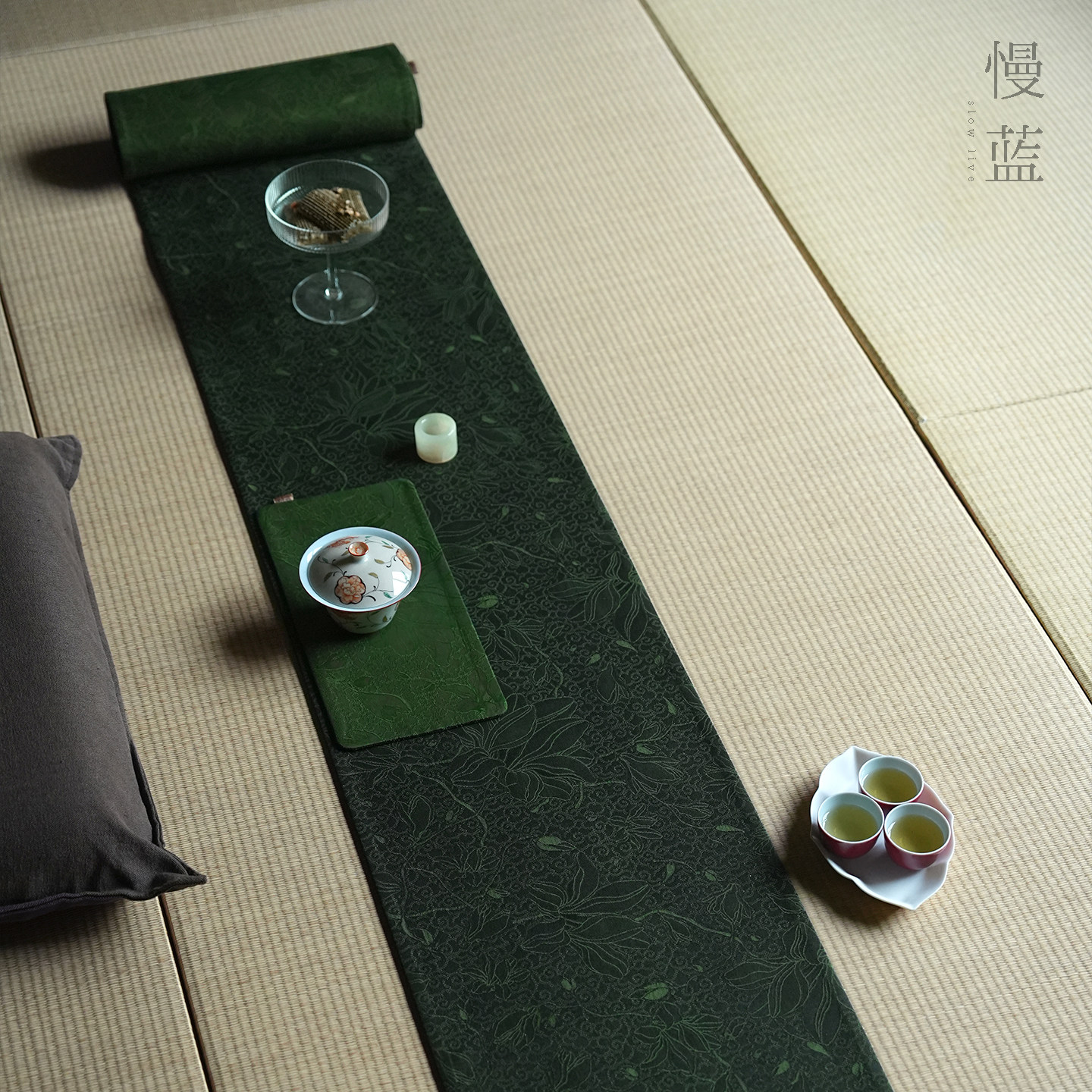 慢蓝 | 香云纱茶席双面布艺手工中式禅意复古家用长茶席150*26CM,居家布艺,茶席,淘宝优惠券,粉丝福利购,淘宝优惠卷