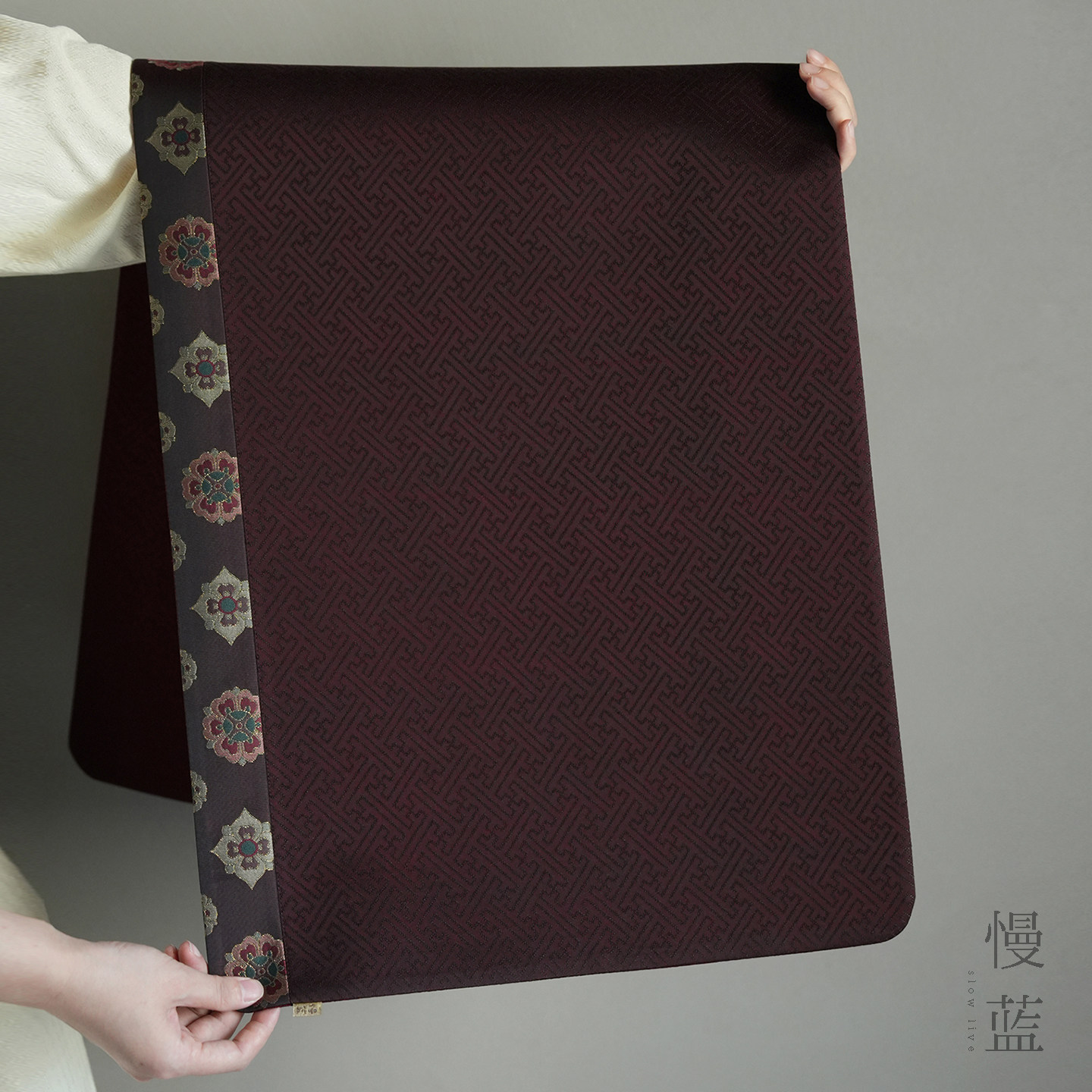 慢蓝丨香云纱拼布茶席茶桌布茶道配件中式茶台垫家用桌旗106*40CM