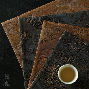 慢蓝 | 古意留园真丝香云纱茶席复古国风双面布艺家用茶桌垫桌旗