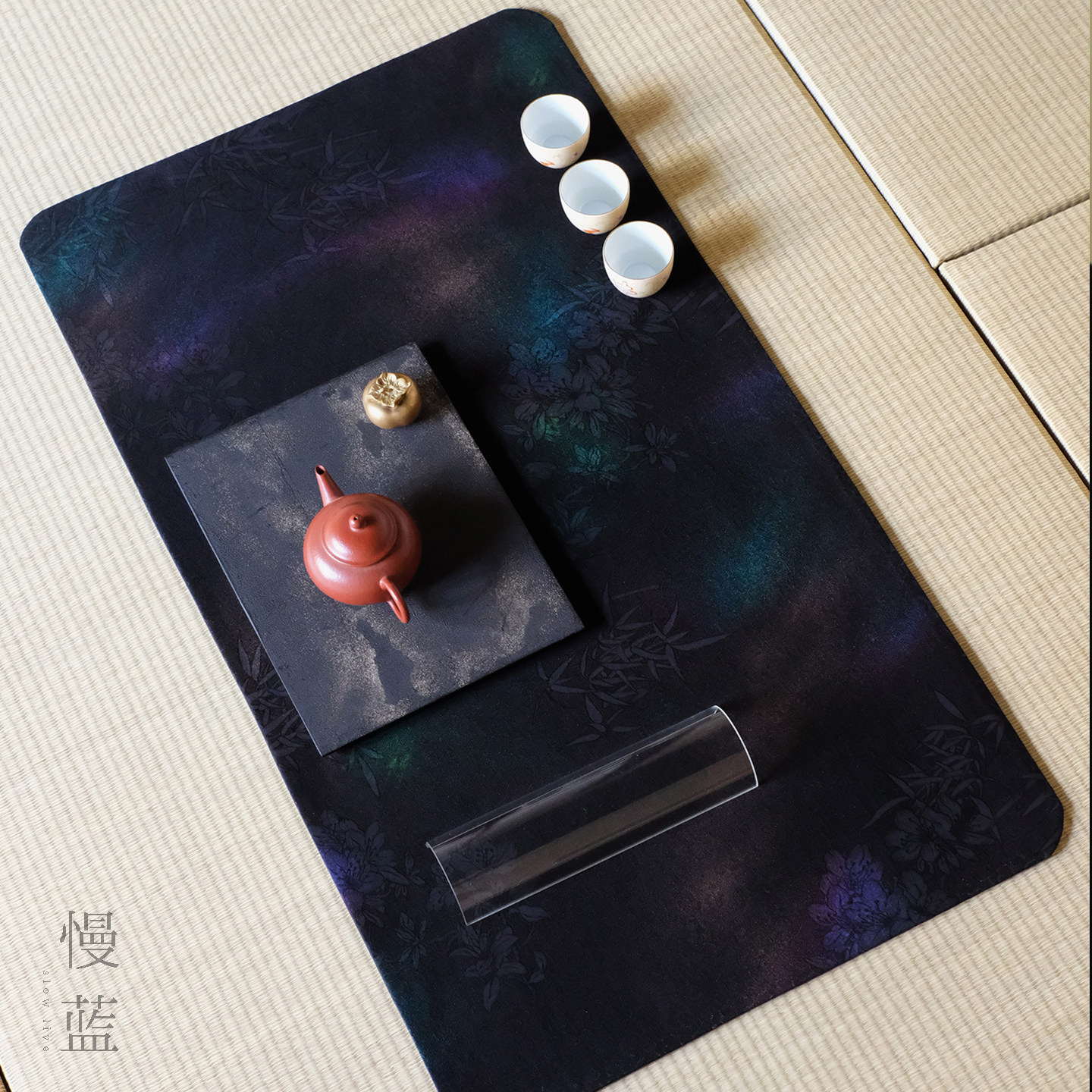 慢蓝 | 新中式香云纱茶席红云纱印花茶垫子高级感桌布干泡台68*38,餐饮具,茶道/零配,淘宝优惠券,粉丝福利购,淘宝优惠卷