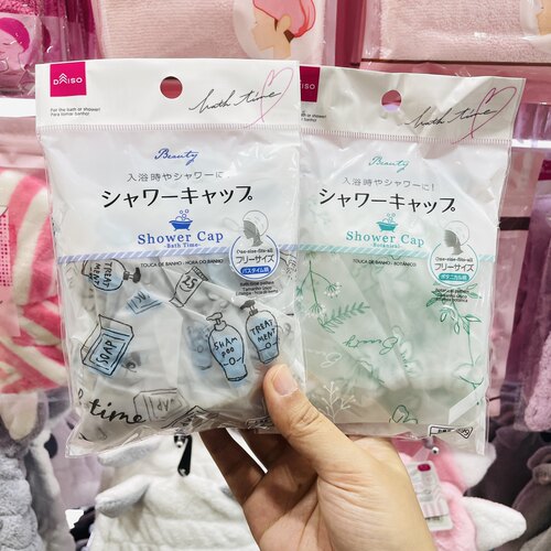 半透明花纹塑料防水浴帽日本大创