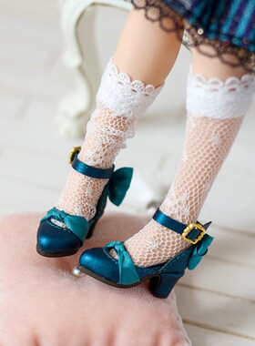 小布blytheOb24Azone娃鞋真丝蝴蝶结高跟鞋夏洛特鞋子素体6分bjd