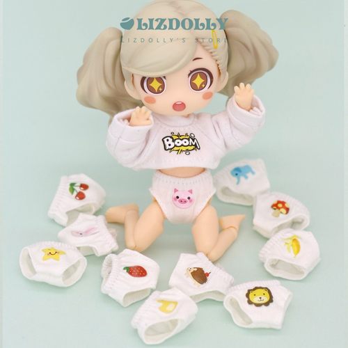 娃衣纯色动物卡通印花内裤娃衣