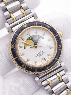 古董手表 卡西欧CASIO镀金月相高端石英男士 稀少二手日本原装 正品