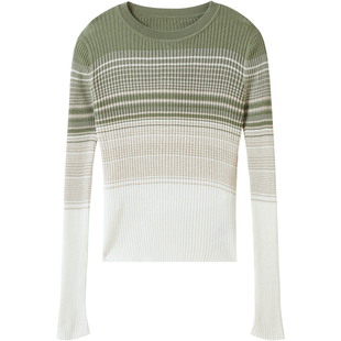 秋水伊人休闲通勤毛针织衫 圆领针织上衣女V1518 修身