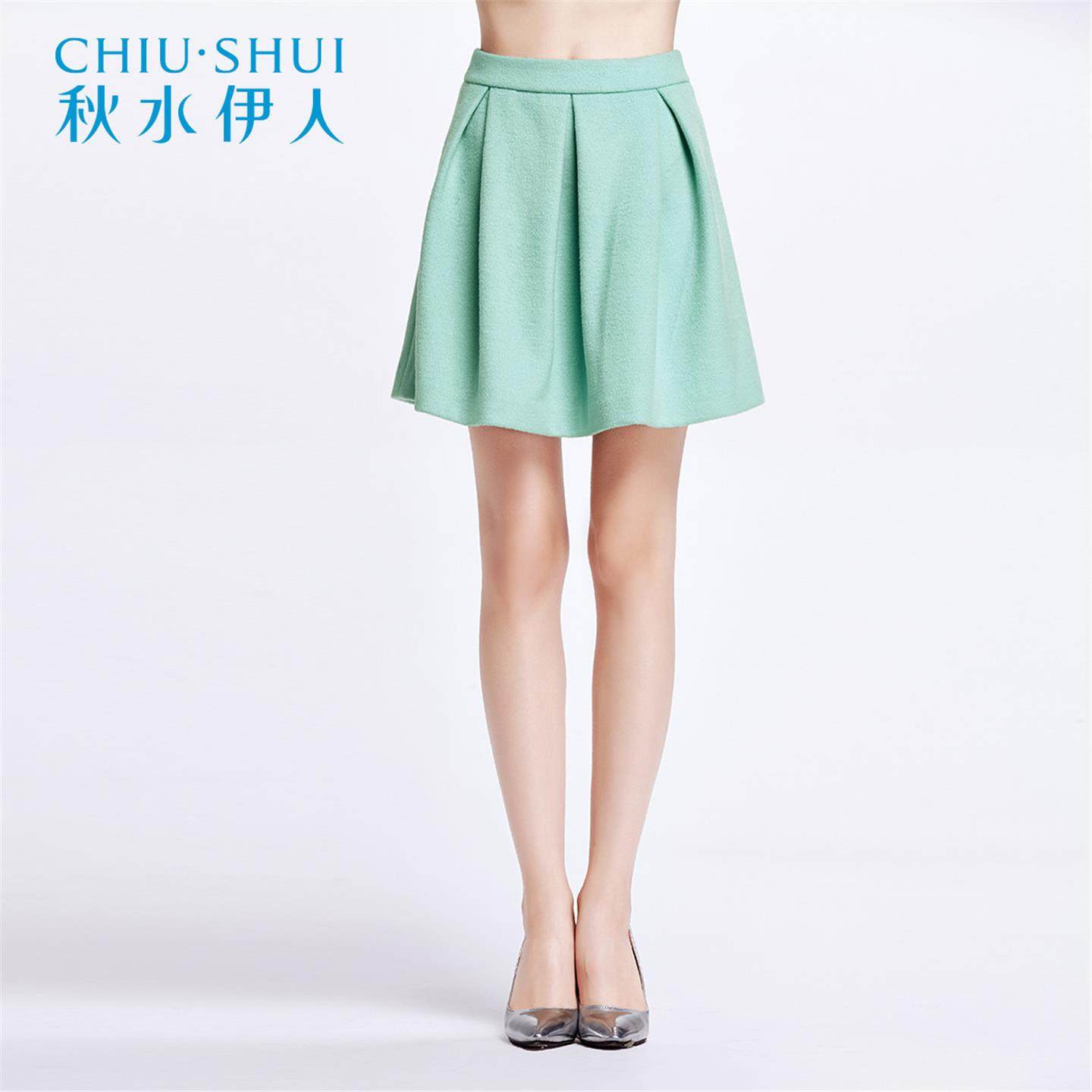 秋水伊人秋水伊人冬装女装时尚纯色简约半身褶裙短裙裙子F971,女装/女士精品,半身裙,淘宝优惠券,粉丝福利购,淘宝优惠卷