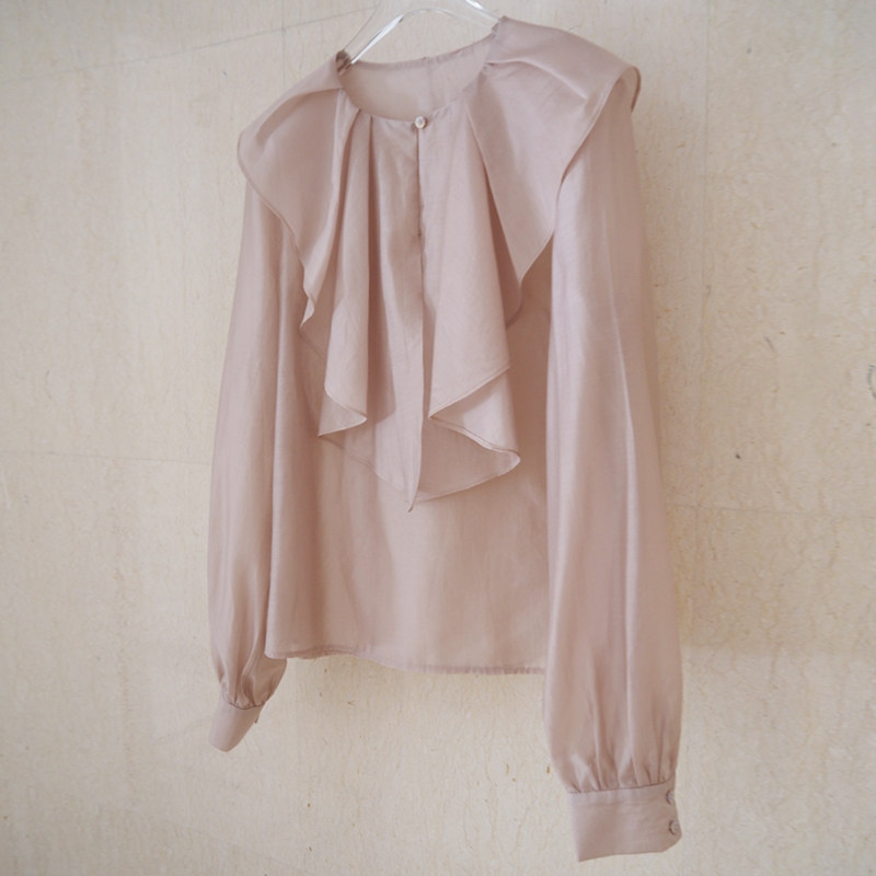 宽松复古套头长袖天丝防晒衬衫