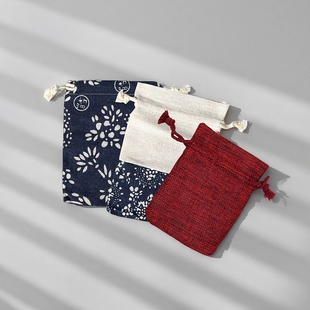 亚麻束口袋麻布香囊锦囊收纳袋抽绳香包小布袋空袋子荷包新品热卖