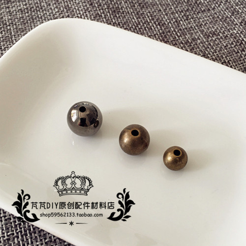 复古风格 古铜色电镀珠 8MM/10MM/12MM古铜色枪黑色塑料手缝圆珠