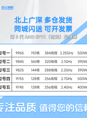 AMD EPYC处理器 9965 9845 9825 9755 9745 正式版CPU 兼装服务器